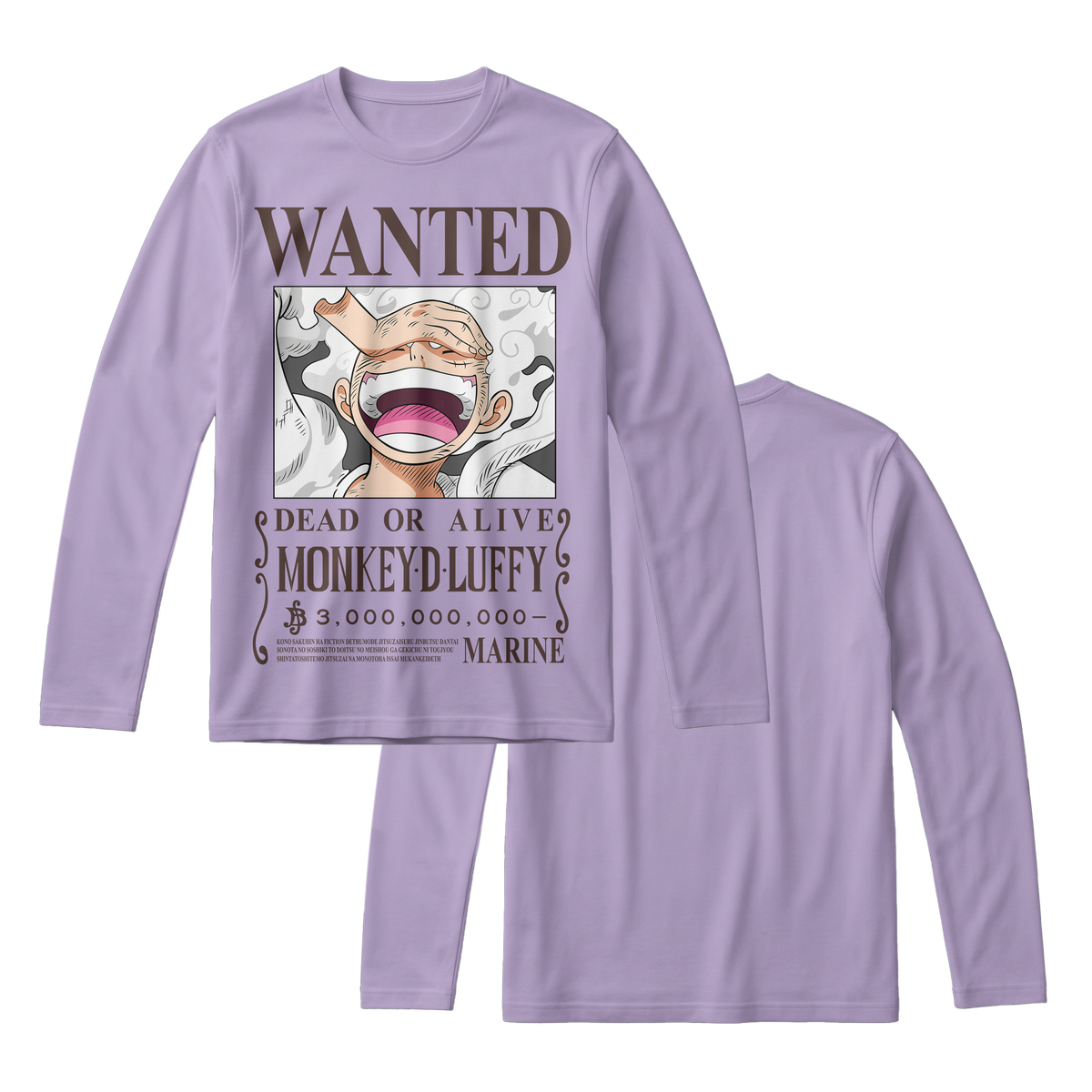 Anime One Piece Wanted Monkey D. Luffy Gear 5 Long Sleeve Tee - RZM012