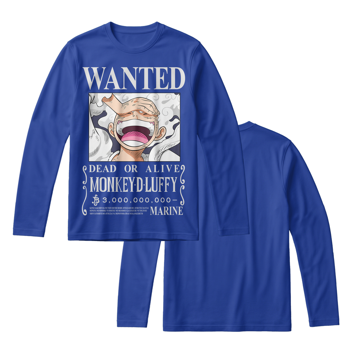 Anime One Piece Wanted Monkey D. Luffy Gear 5 Long Sleeve Tee - RZM012