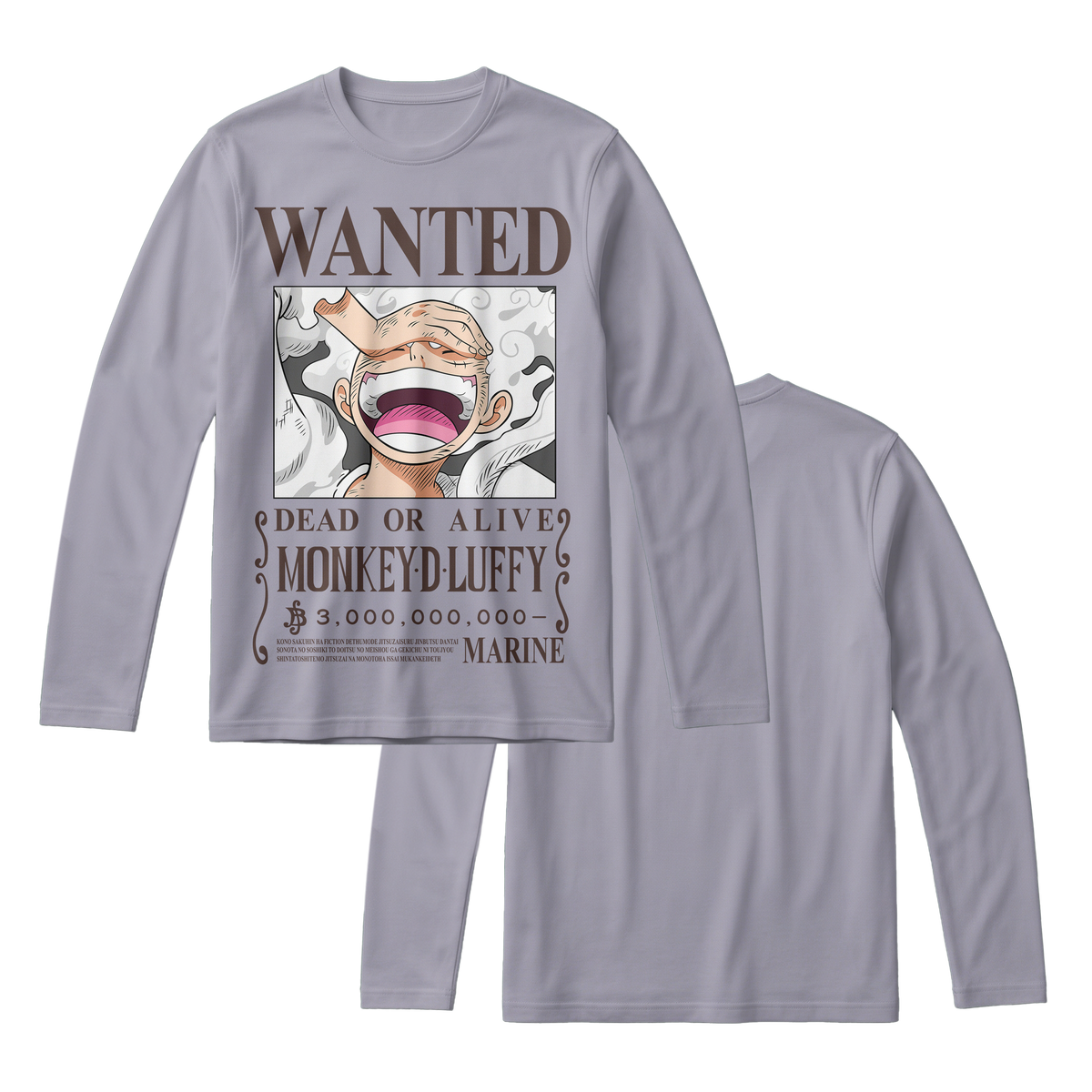 Anime One Piece Wanted Monkey D. Luffy Gear 5 Long Sleeve Tee - RZM012