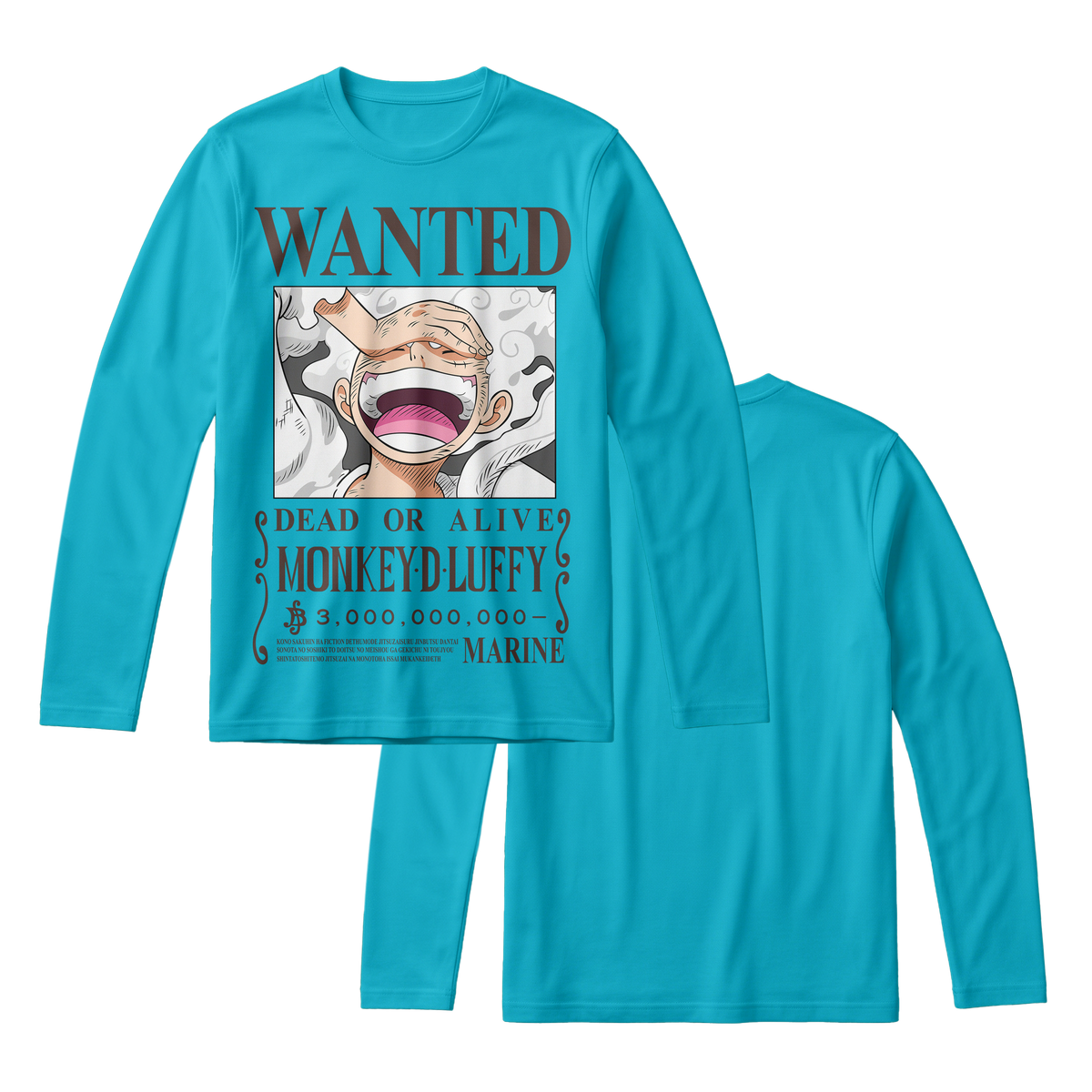Anime One Piece Wanted Monkey D. Luffy Gear 5 Long Sleeve Tee - RZM012