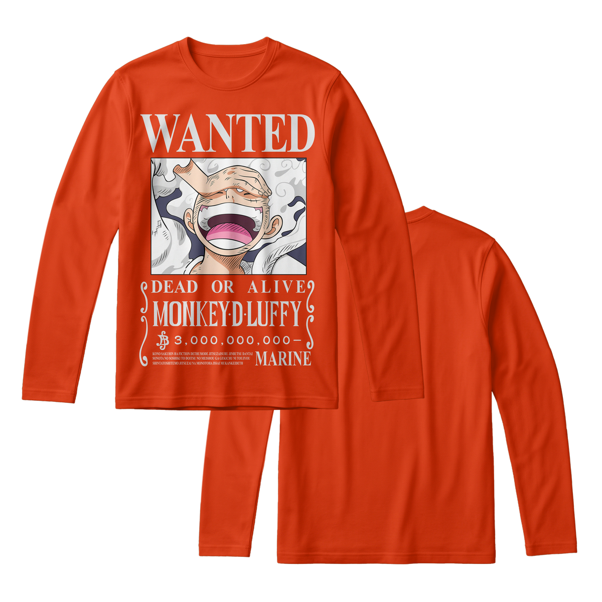 Anime One Piece Wanted Monkey D. Luffy Gear 5 Long Sleeve Tee - RZM012