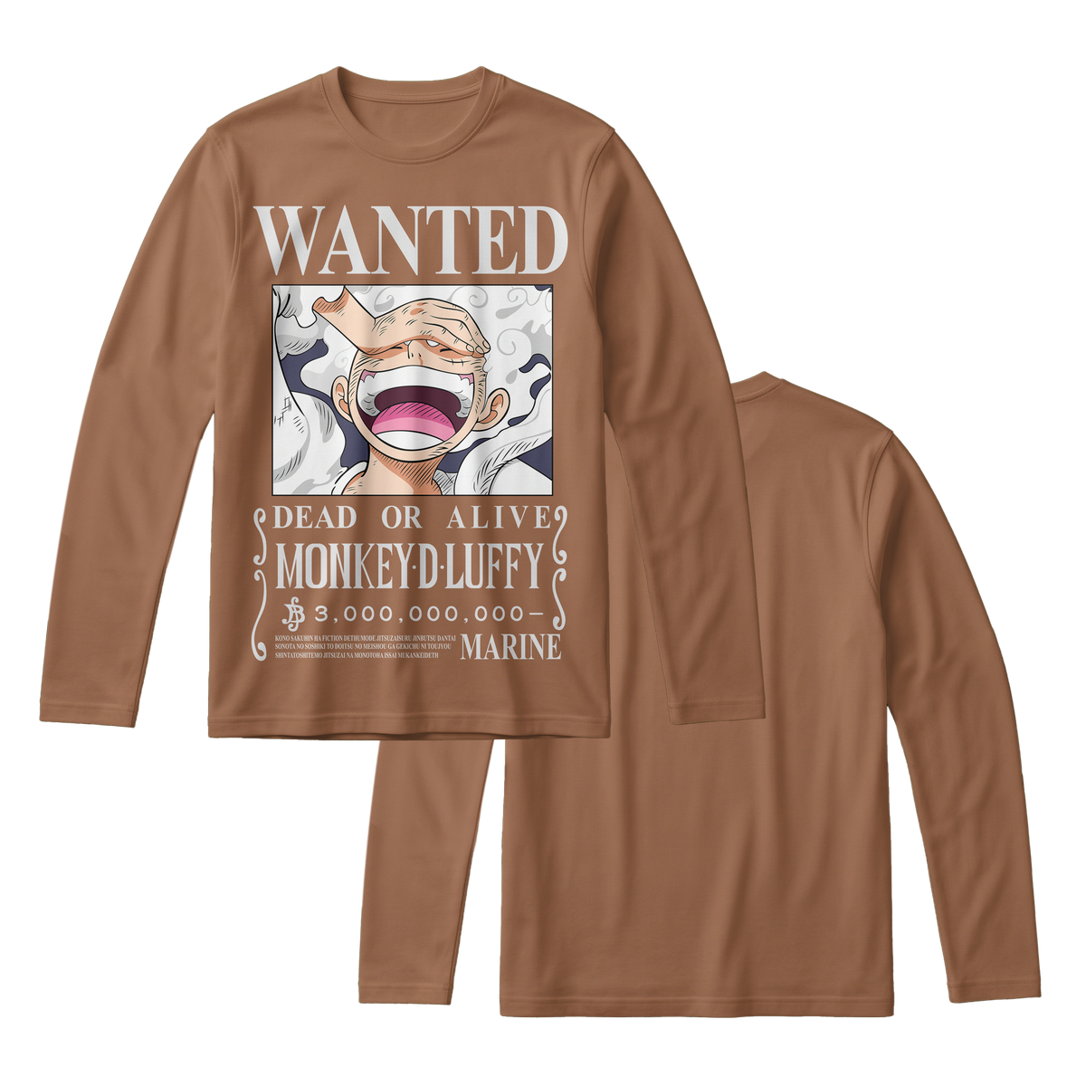 Anime One Piece Wanted Monkey D. Luffy Gear 5 Long Sleeve Tee - RZM012