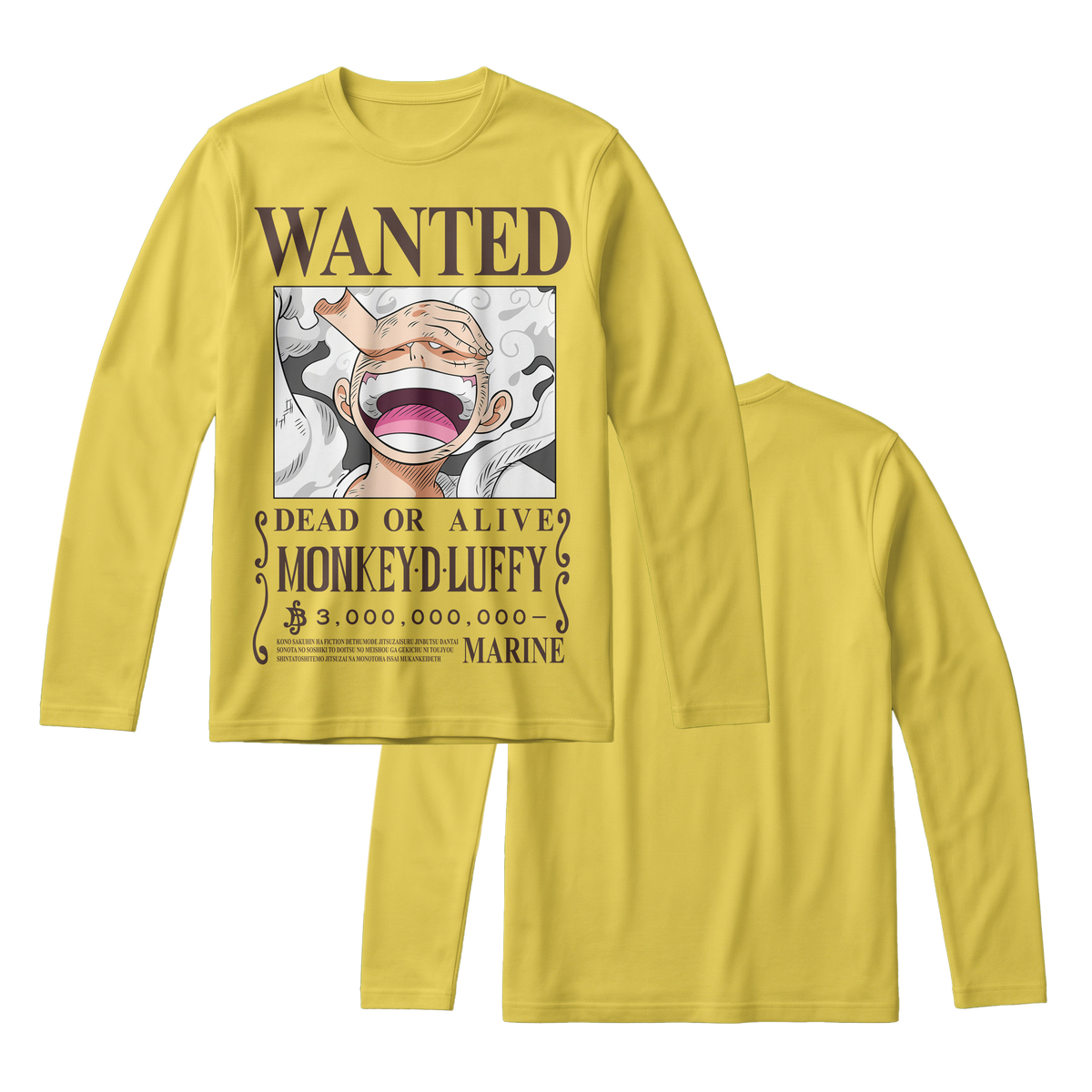 Anime One Piece Wanted Monkey D. Luffy Gear 5 Long Sleeve Tee - RZM012