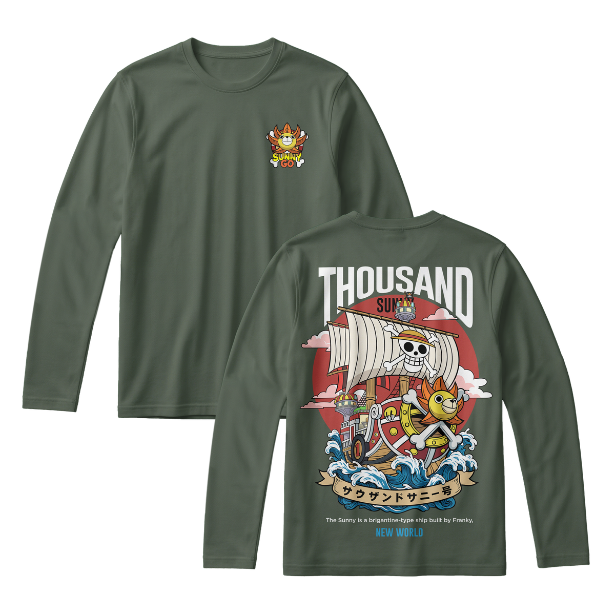 Anime One Piece Thousand Sunny Long Sleeve Tee - RZM016