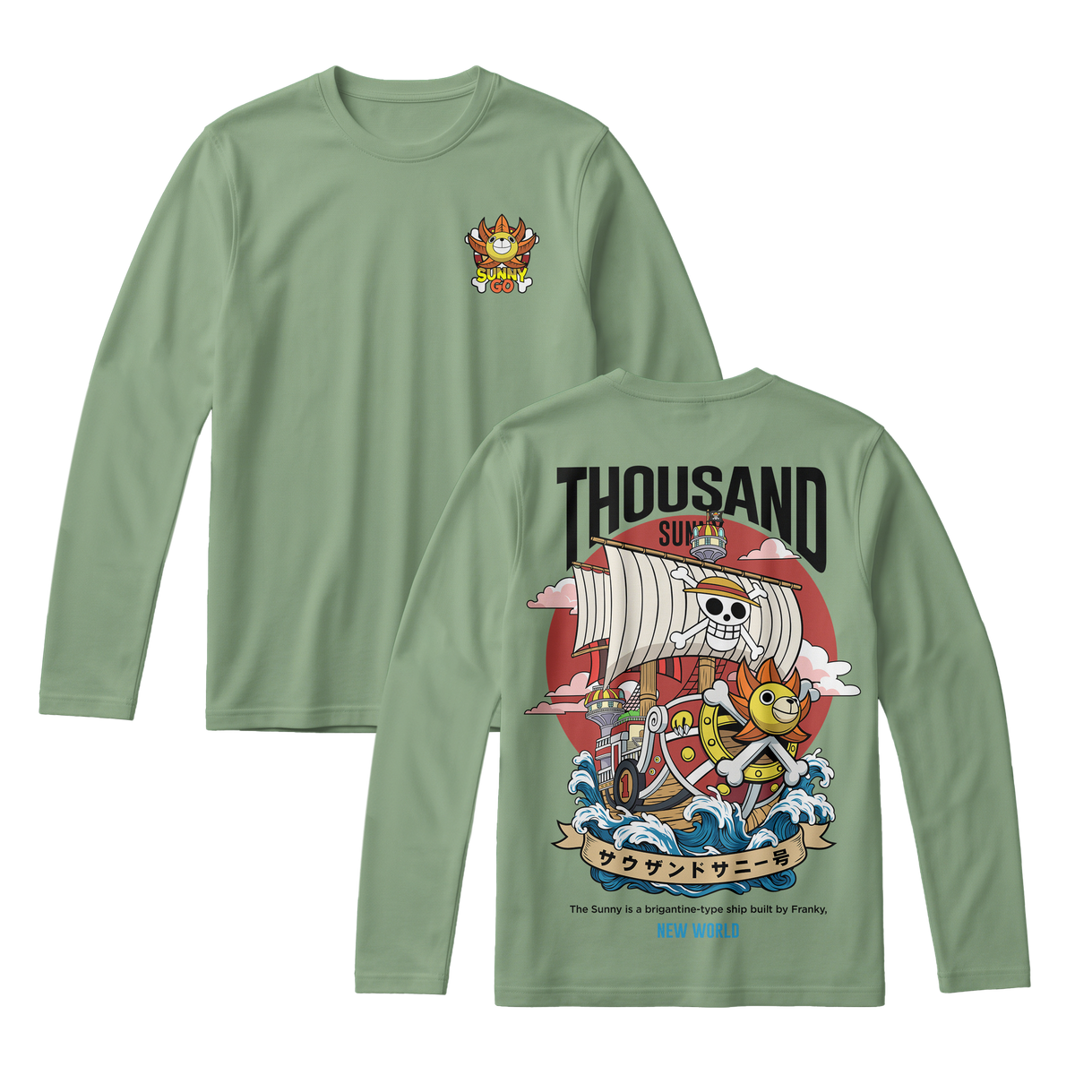 Anime One Piece Thousand Sunny Long Sleeve Tee - RZM016