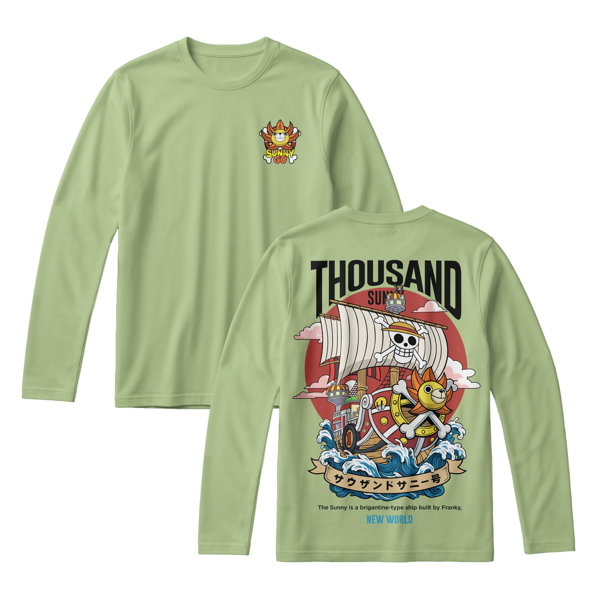 Anime One Piece Thousand Sunny Long Sleeve Tee - RZM016