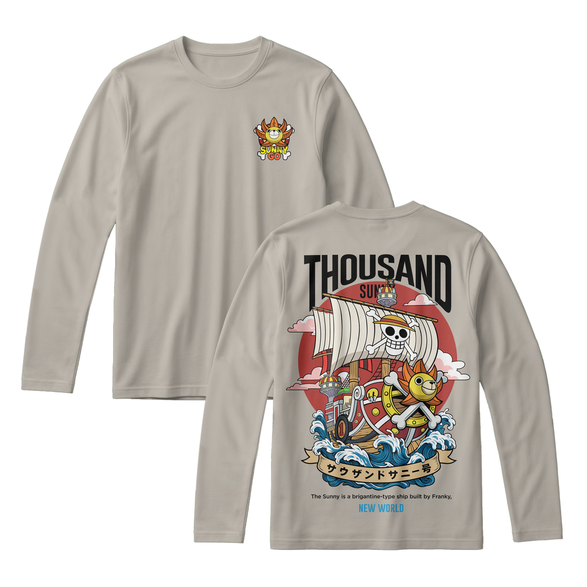 Anime One Piece Thousand Sunny Long Sleeve Tee - RZM016
