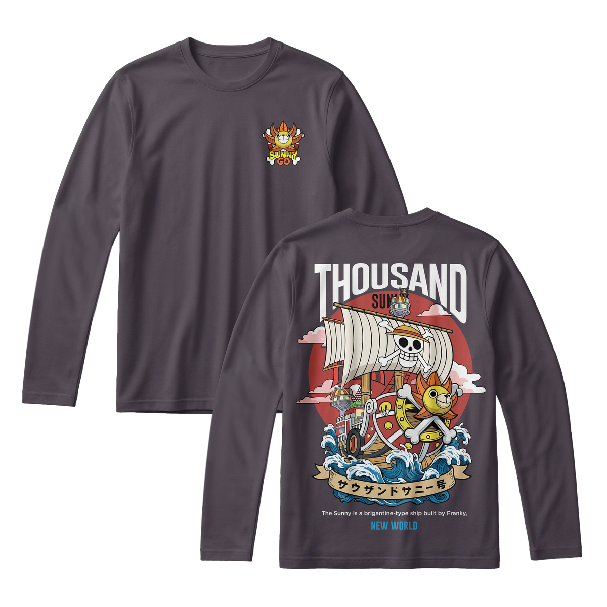 Anime One Piece Thousand Sunny Long Sleeve Tee - RZM016