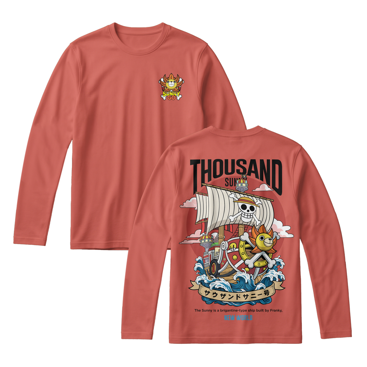 Anime One Piece Thousand Sunny Long Sleeve Tee - RZM016