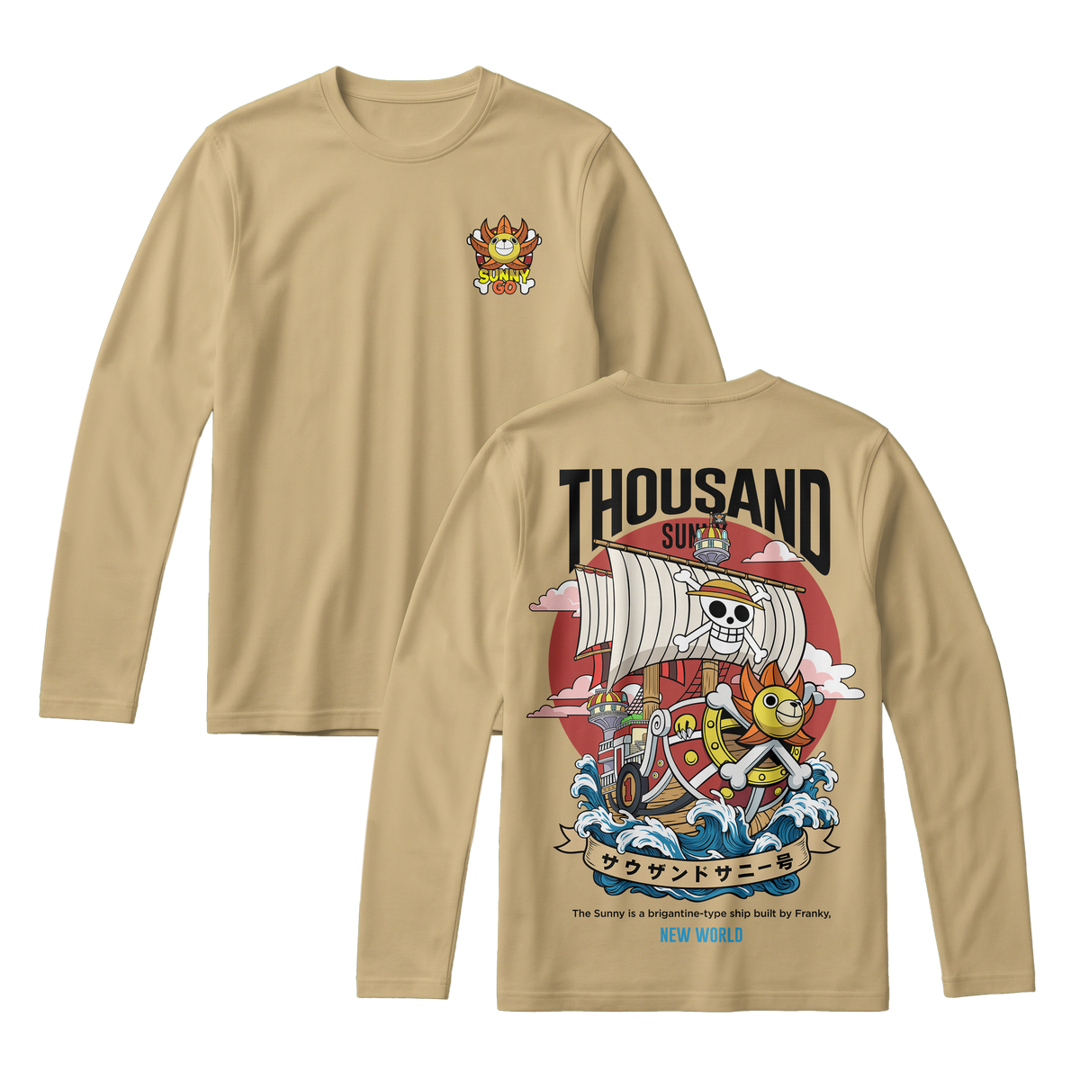 Anime One Piece Thousand Sunny Long Sleeve Tee - RZM016