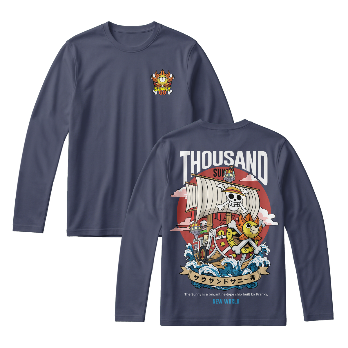 Anime One Piece Thousand Sunny Long Sleeve Tee - RZM016