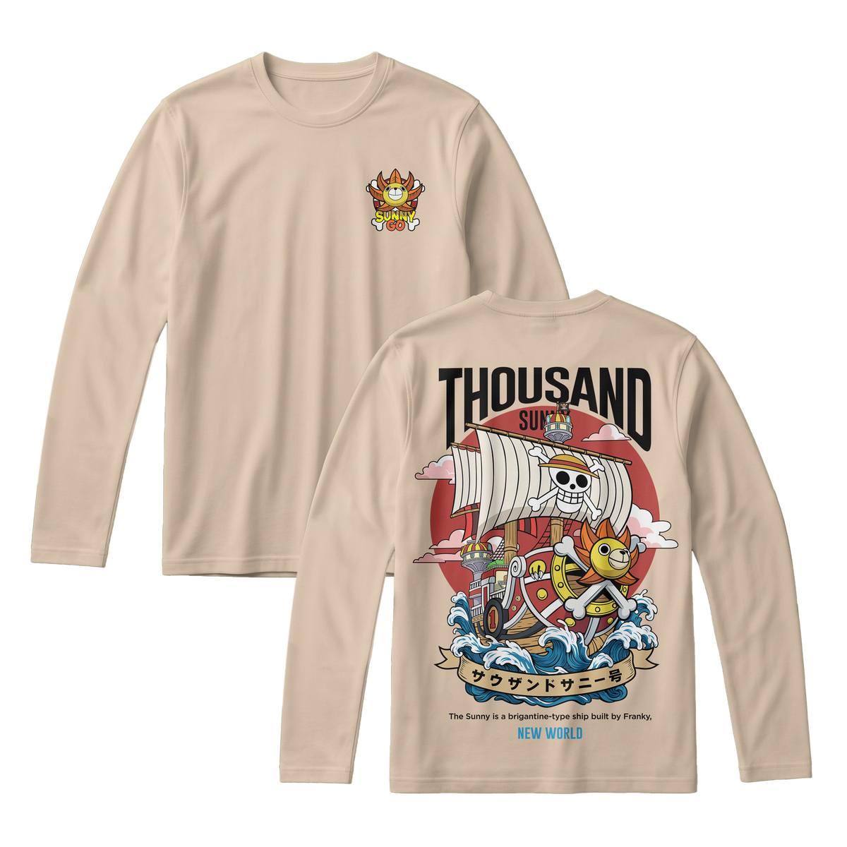 Anime One Piece Thousand Sunny Long Sleeve Tee - RZM016