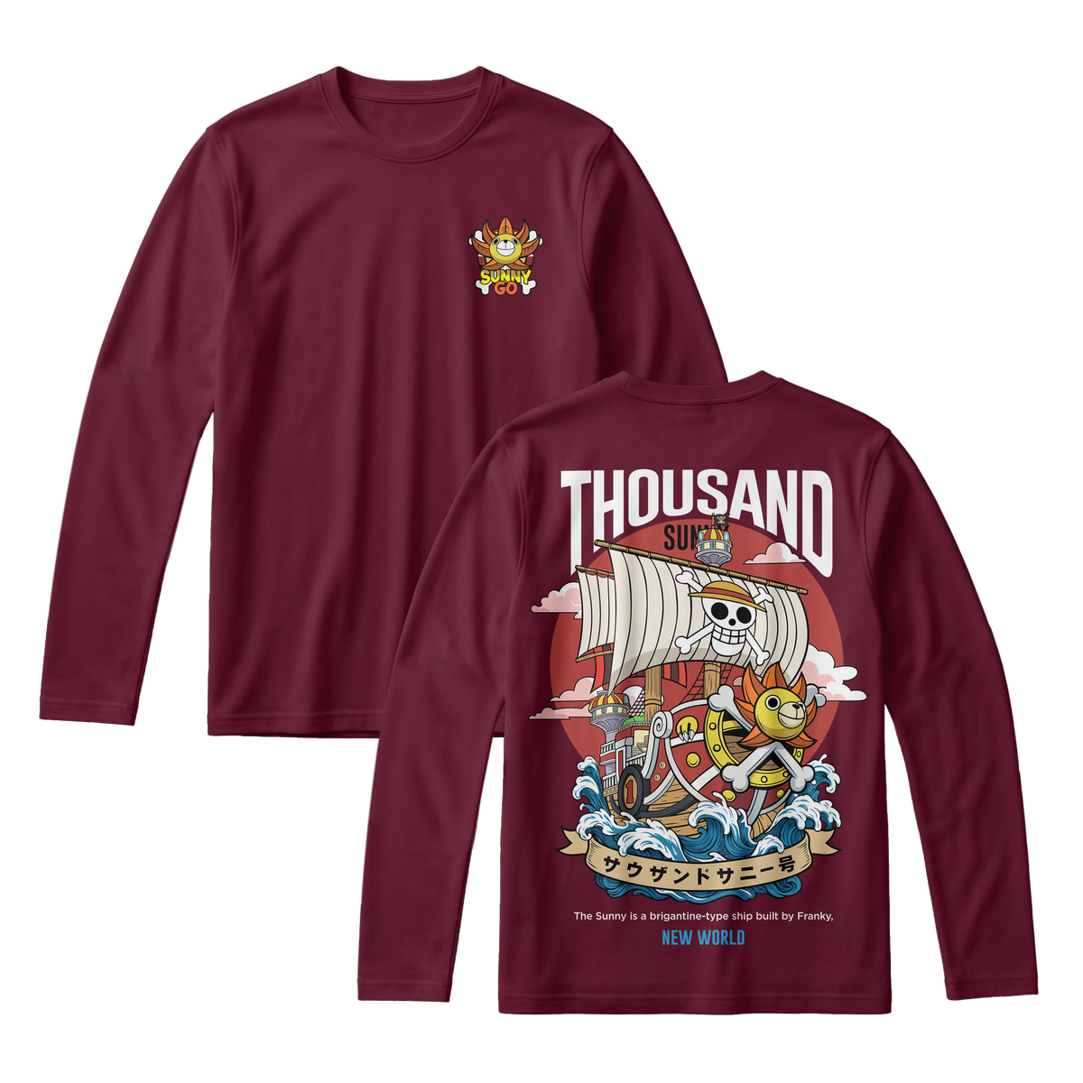 Anime One Piece Thousand Sunny Long Sleeve Tee - RZM016