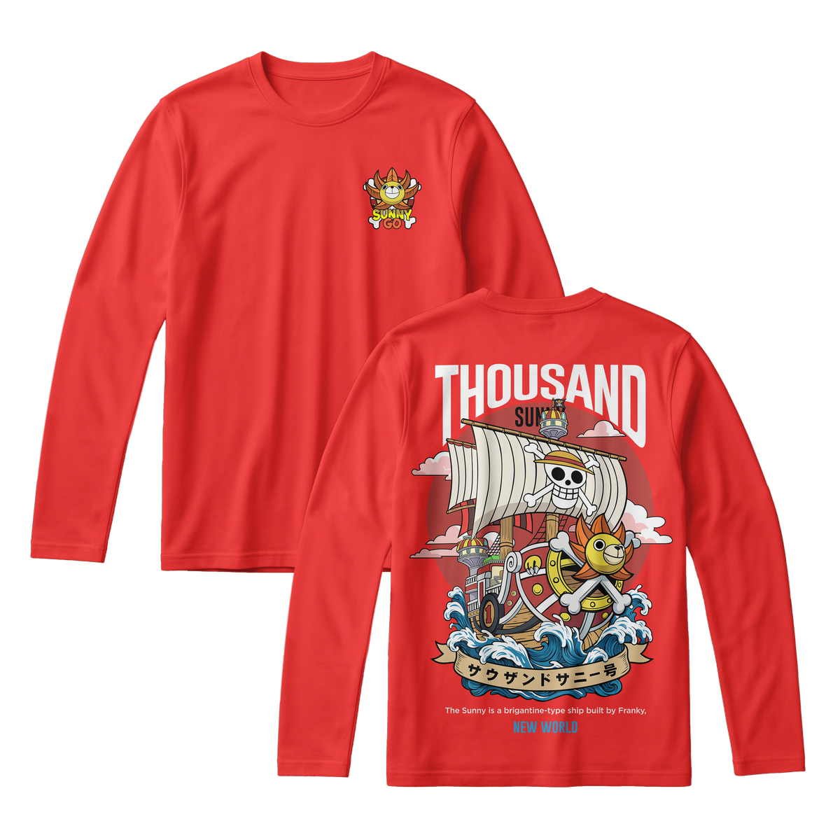 Anime One Piece Thousand Sunny Long Sleeve Tee - RZM016