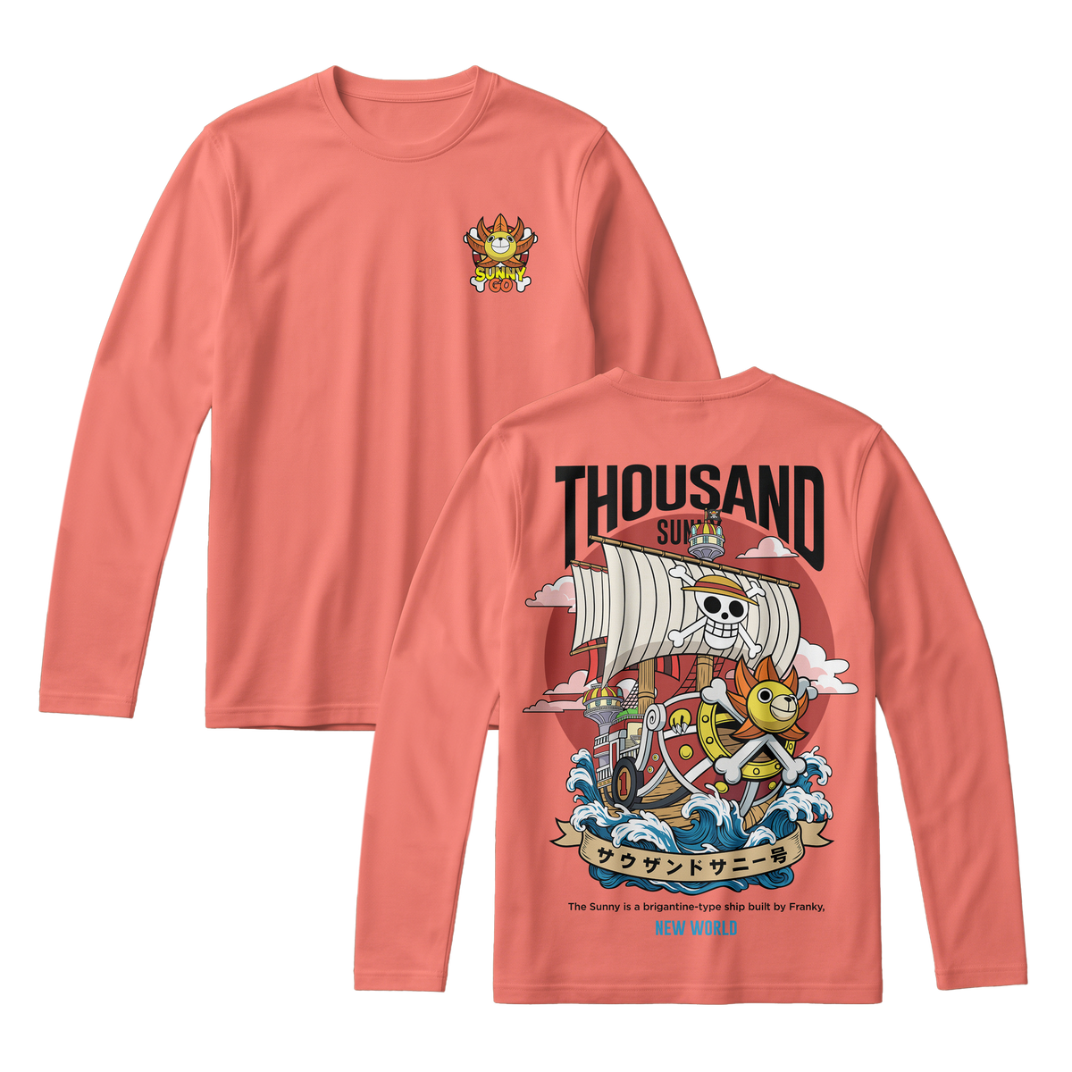 Anime One Piece Thousand Sunny Long Sleeve Tee - RZM016