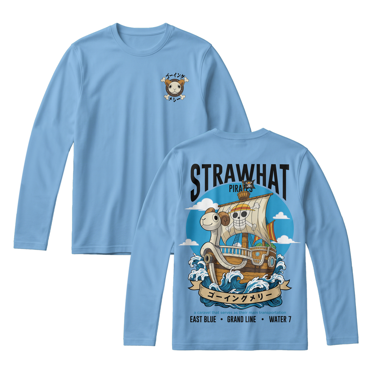 Anime One Piece Straw Hat Pirates Thousand Sunny Journey Long Sleeve Tee - RZM017