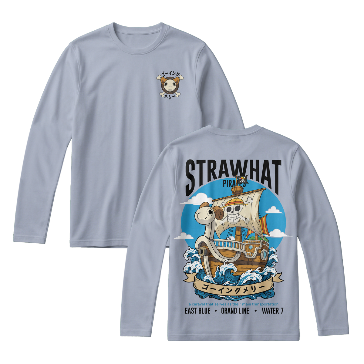 Anime One Piece Straw Hat Pirates Thousand Sunny Journey Long Sleeve Tee - RZM017