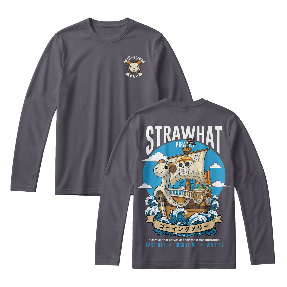 Anime One Piece Straw Hat Pirates Thousand Sunny Journey Long Sleeve Tee - RZM017