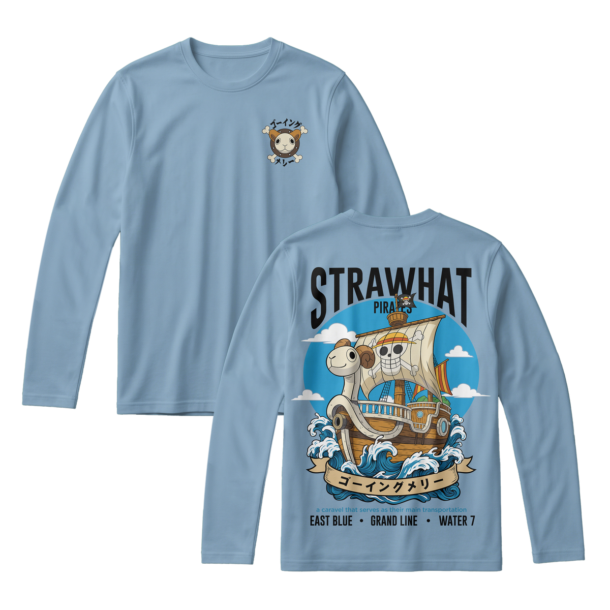 Anime One Piece Straw Hat Pirates Thousand Sunny Journey Long Sleeve Tee - RZM017