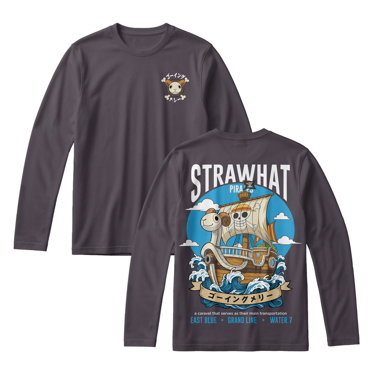 Anime One Piece Straw Hat Pirates Thousand Sunny Journey Long Sleeve Tee - RZM017