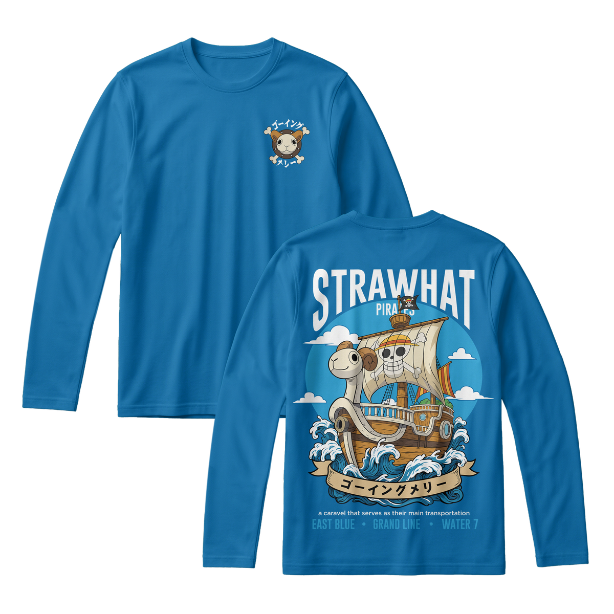 Anime One Piece Straw Hat Pirates Thousand Sunny Journey Long Sleeve Tee - RZM017