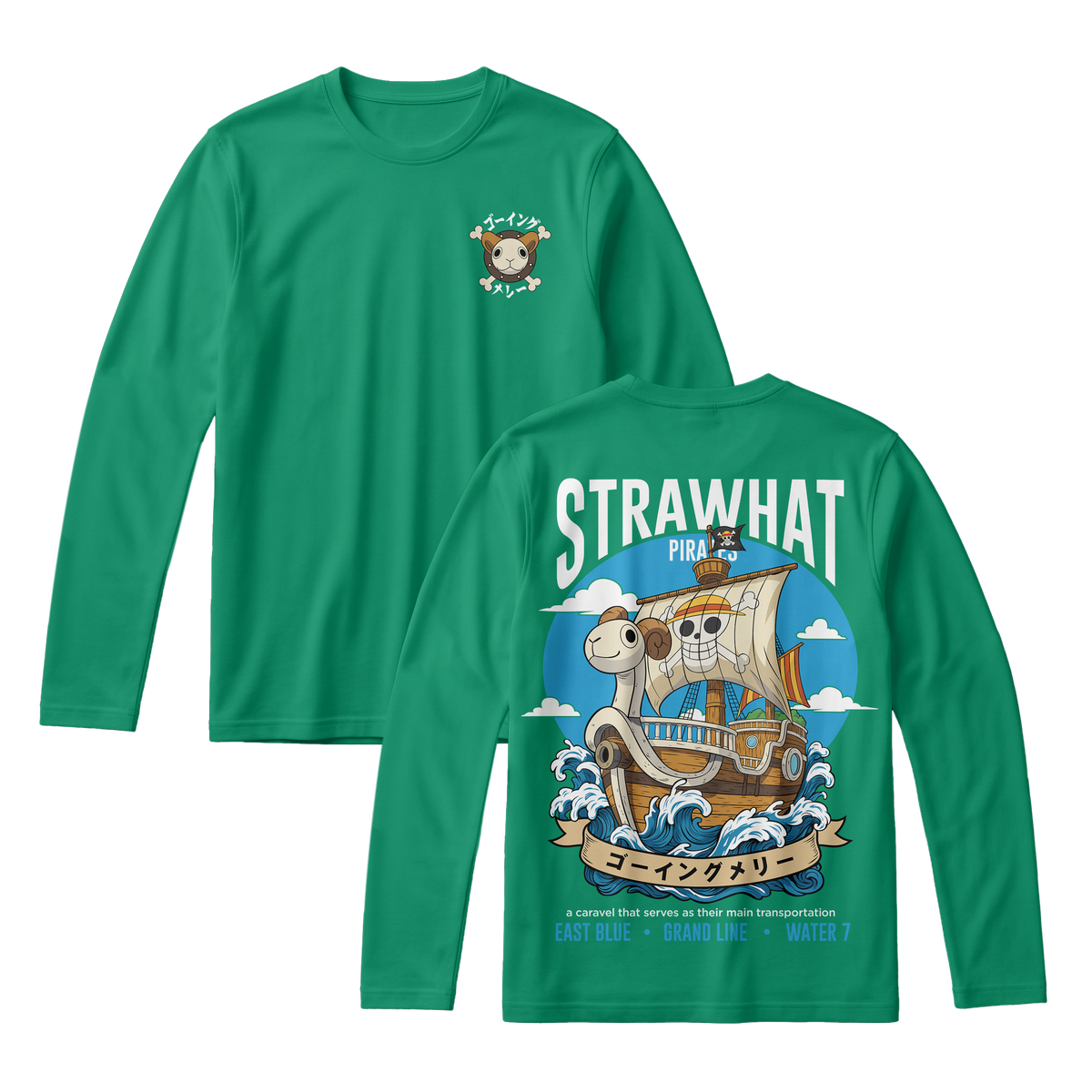Anime One Piece Straw Hat Pirates Thousand Sunny Journey Long Sleeve Tee - RZM017
