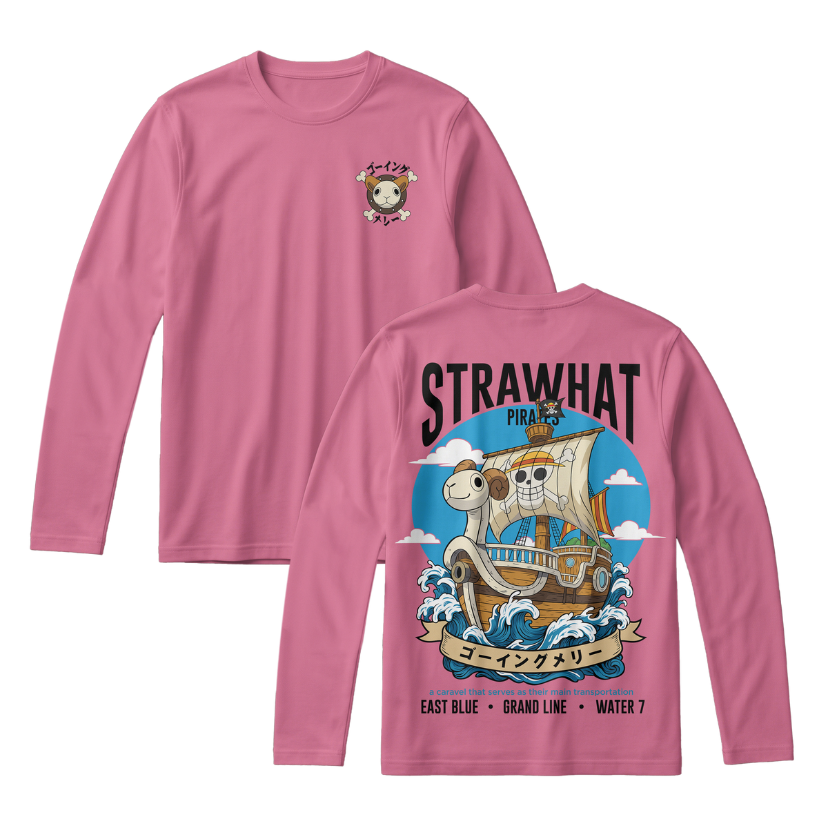 Anime One Piece Straw Hat Pirates Thousand Sunny Journey Long Sleeve Tee - RZM017