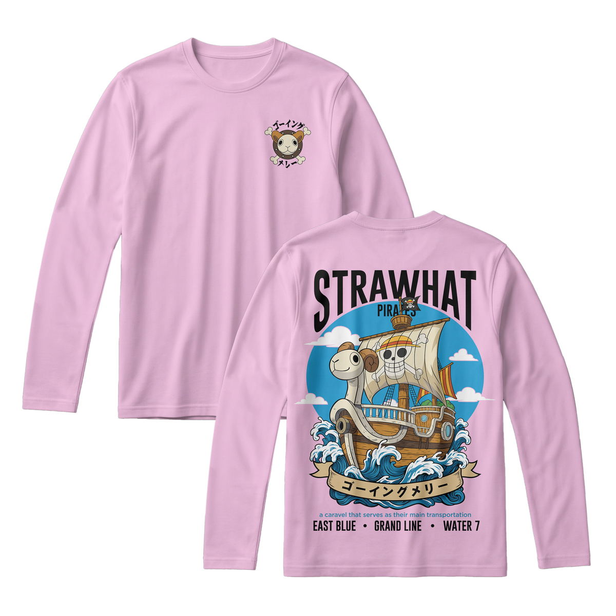 Anime One Piece Straw Hat Pirates Thousand Sunny Journey Long Sleeve Tee - RZM017