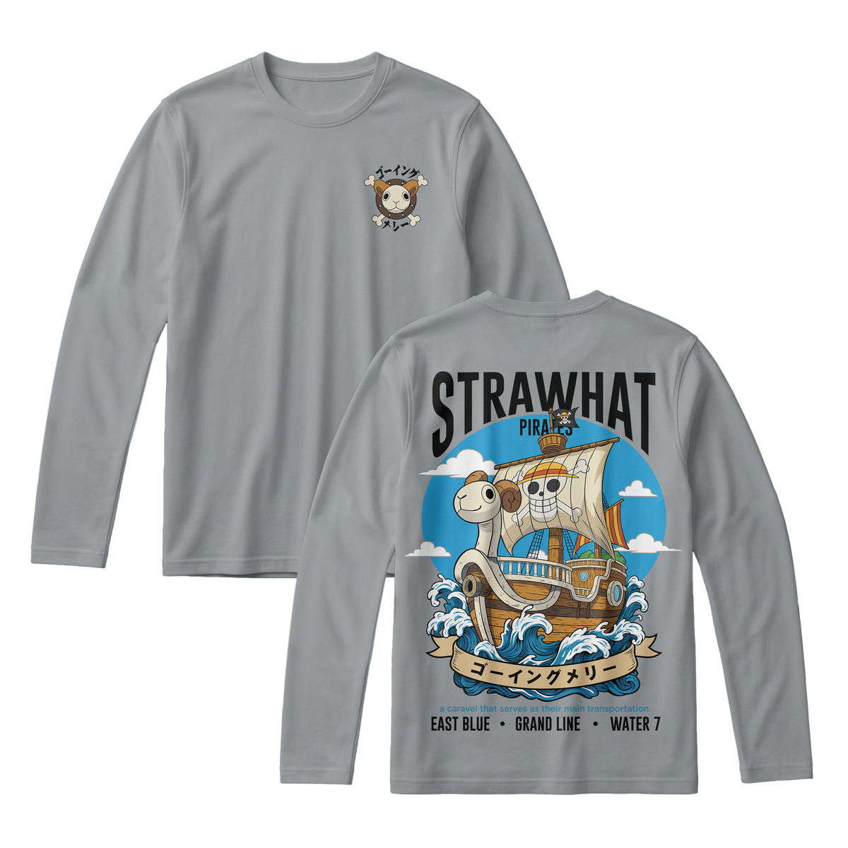 Anime One Piece Straw Hat Pirates Thousand Sunny Journey Long Sleeve Tee - RZM017