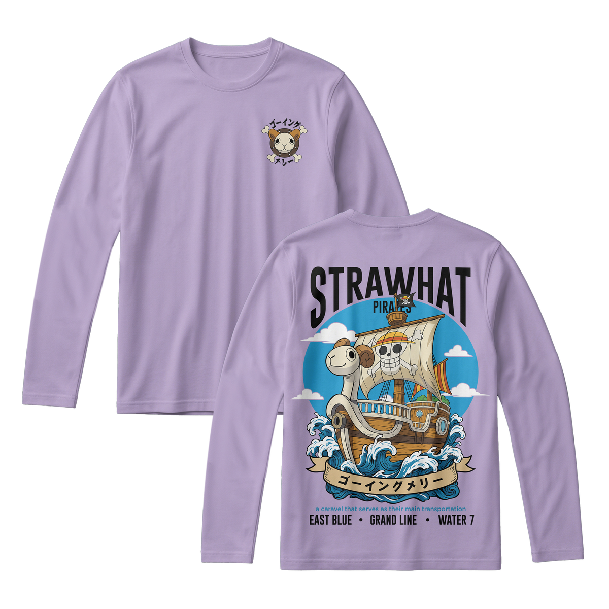 Anime One Piece Straw Hat Pirates Thousand Sunny Journey Long Sleeve Tee - RZM017