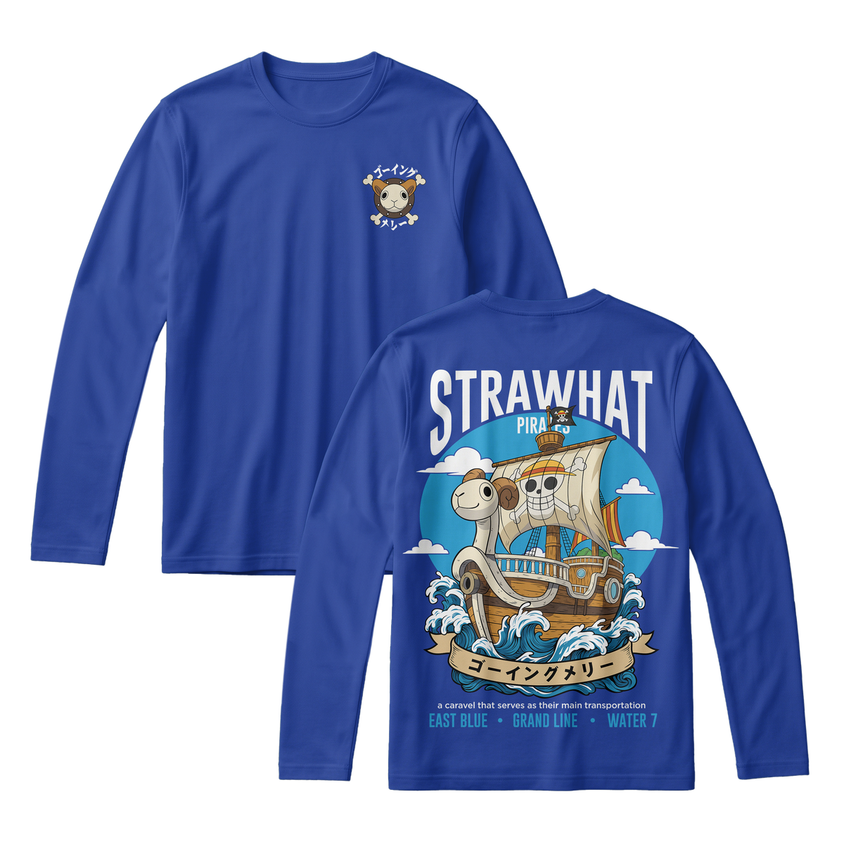 Anime One Piece Straw Hat Pirates Thousand Sunny Journey Long Sleeve Tee - RZM017