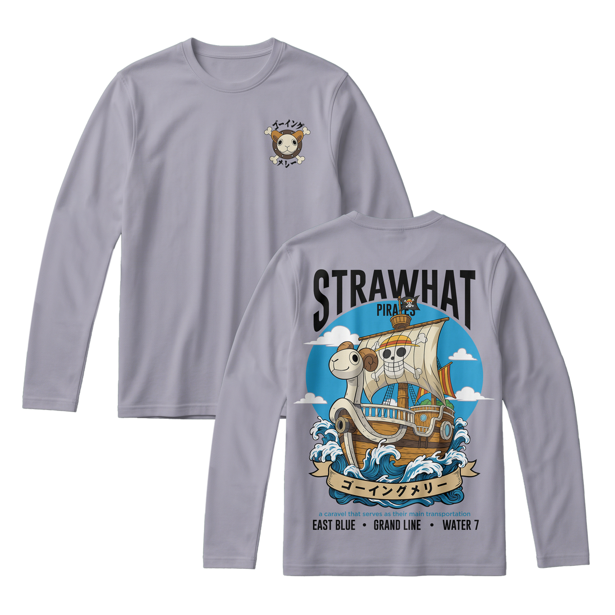 Anime One Piece Straw Hat Pirates Thousand Sunny Journey Long Sleeve Tee - RZM017