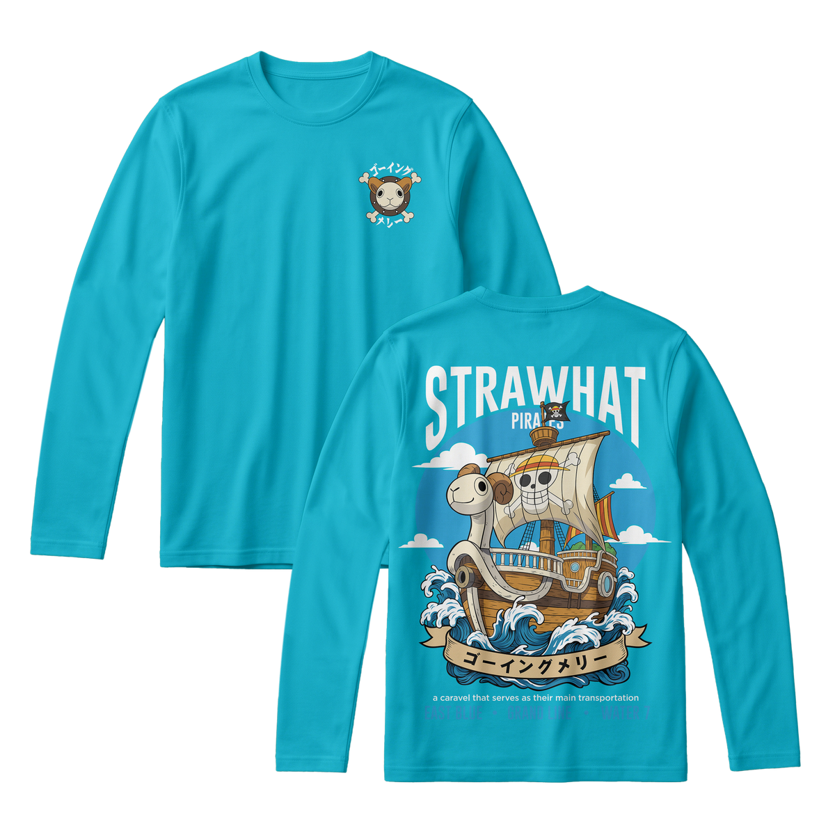 Anime One Piece Straw Hat Pirates Thousand Sunny Journey Long Sleeve Tee - RZM017