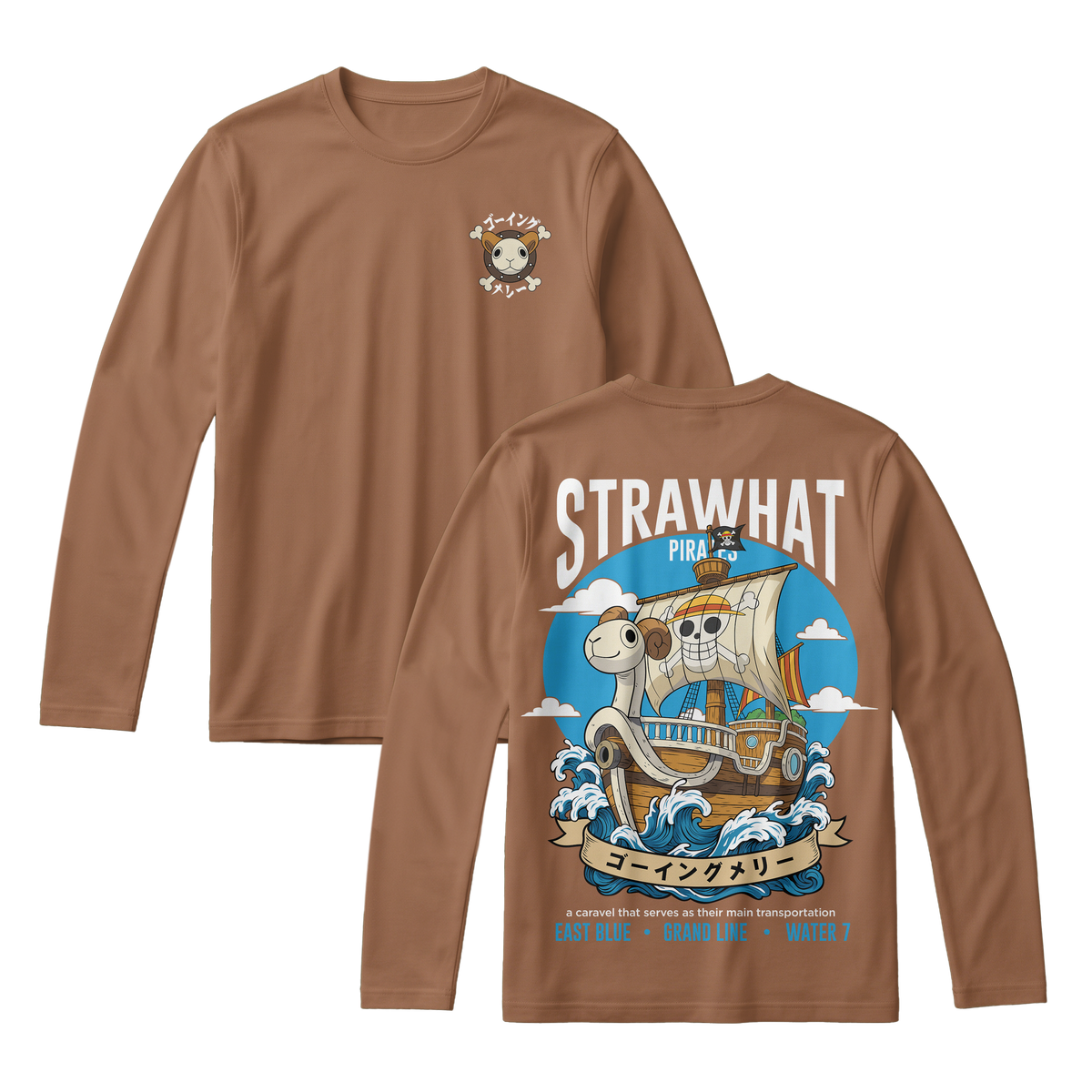 Anime One Piece Straw Hat Pirates Thousand Sunny Journey Long Sleeve Tee - RZM017