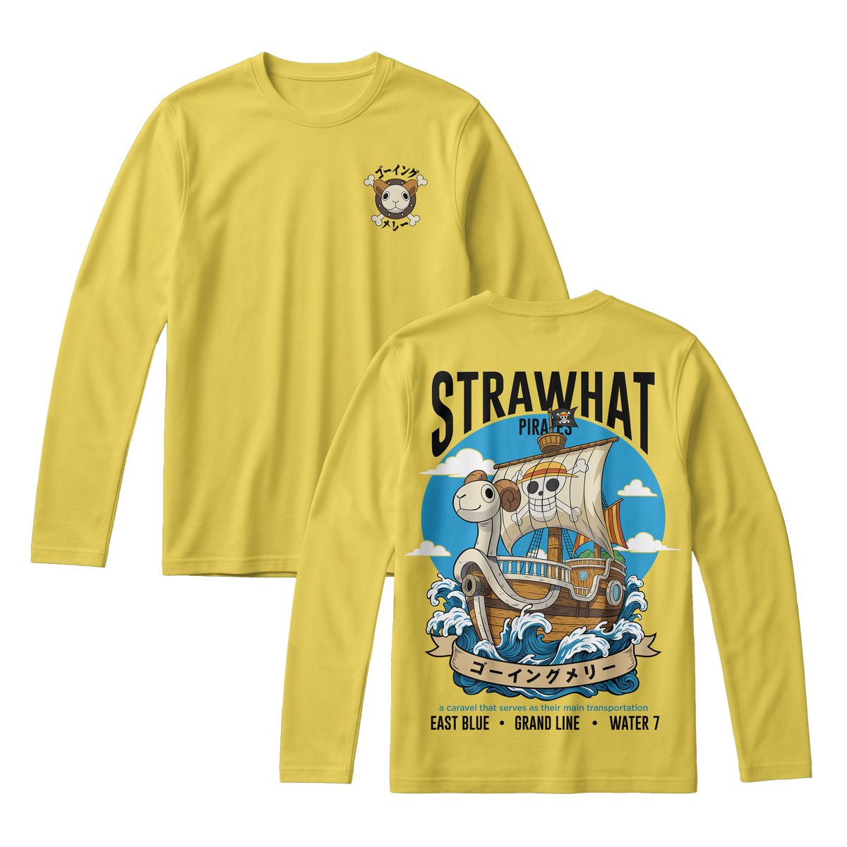 Anime One Piece Straw Hat Pirates Thousand Sunny Journey Long Sleeve Tee - RZM017