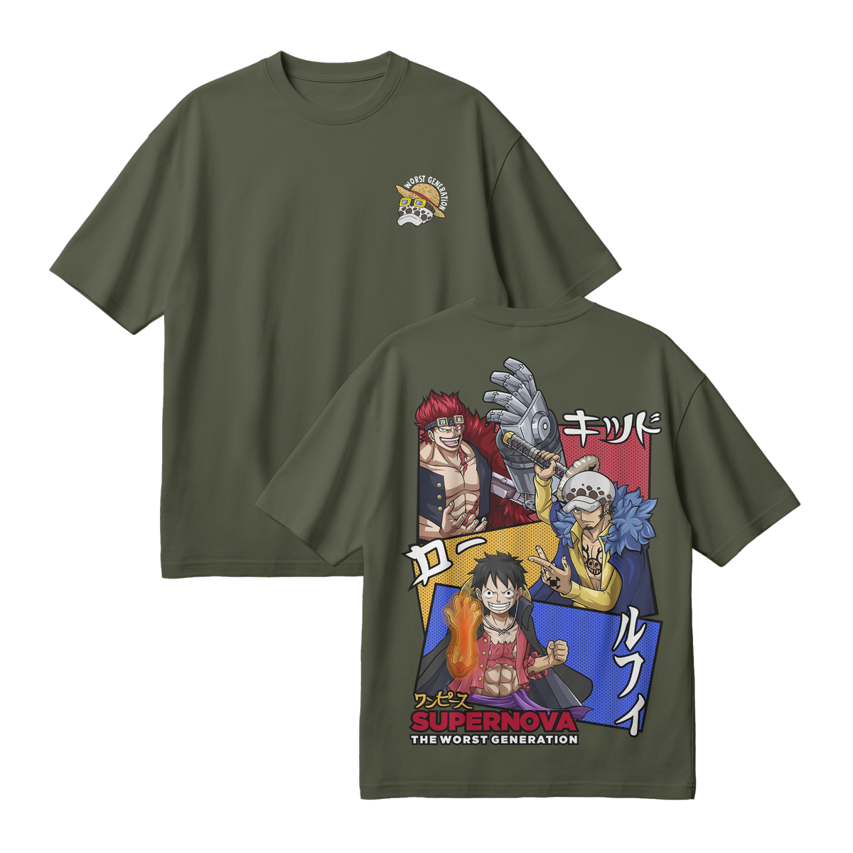 Anime One Piece Supernova The Worst Generation Oversized T-Shirt - RZM007