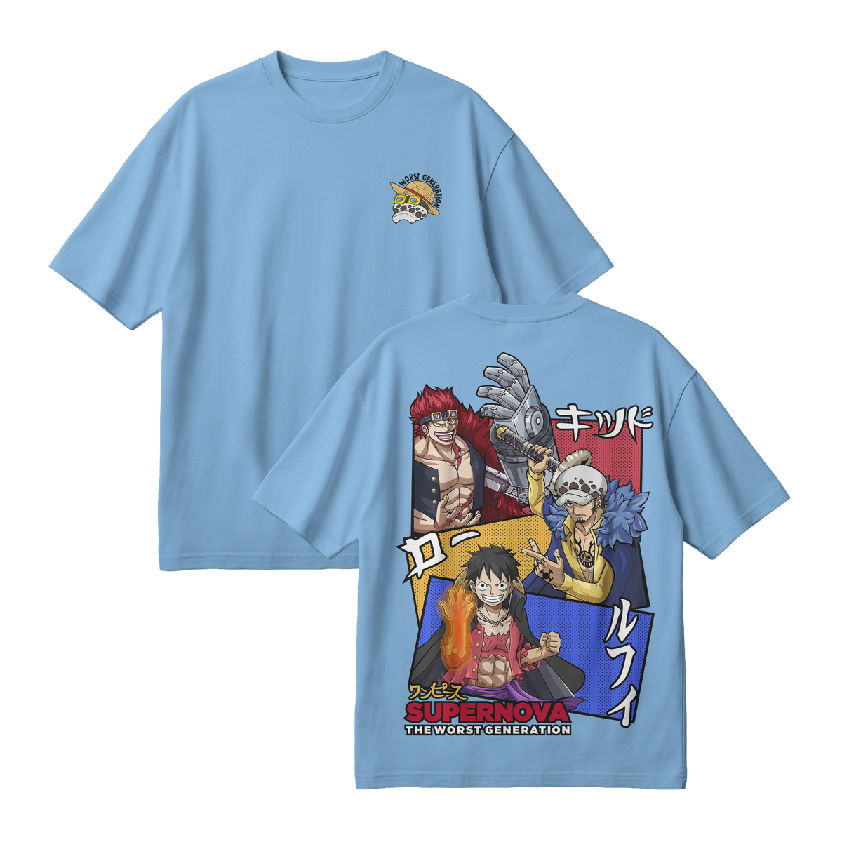 Anime One Piece Supernova The Worst Generation Oversized T-Shirt - RZM007
