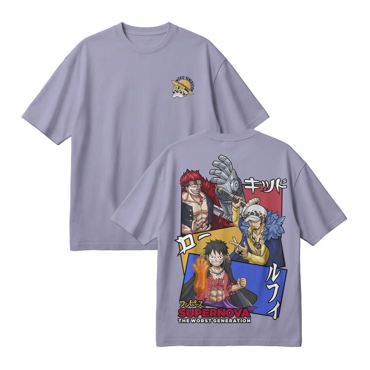 Anime One Piece Supernova The Worst Generation Oversized T-Shirt - RZM007
