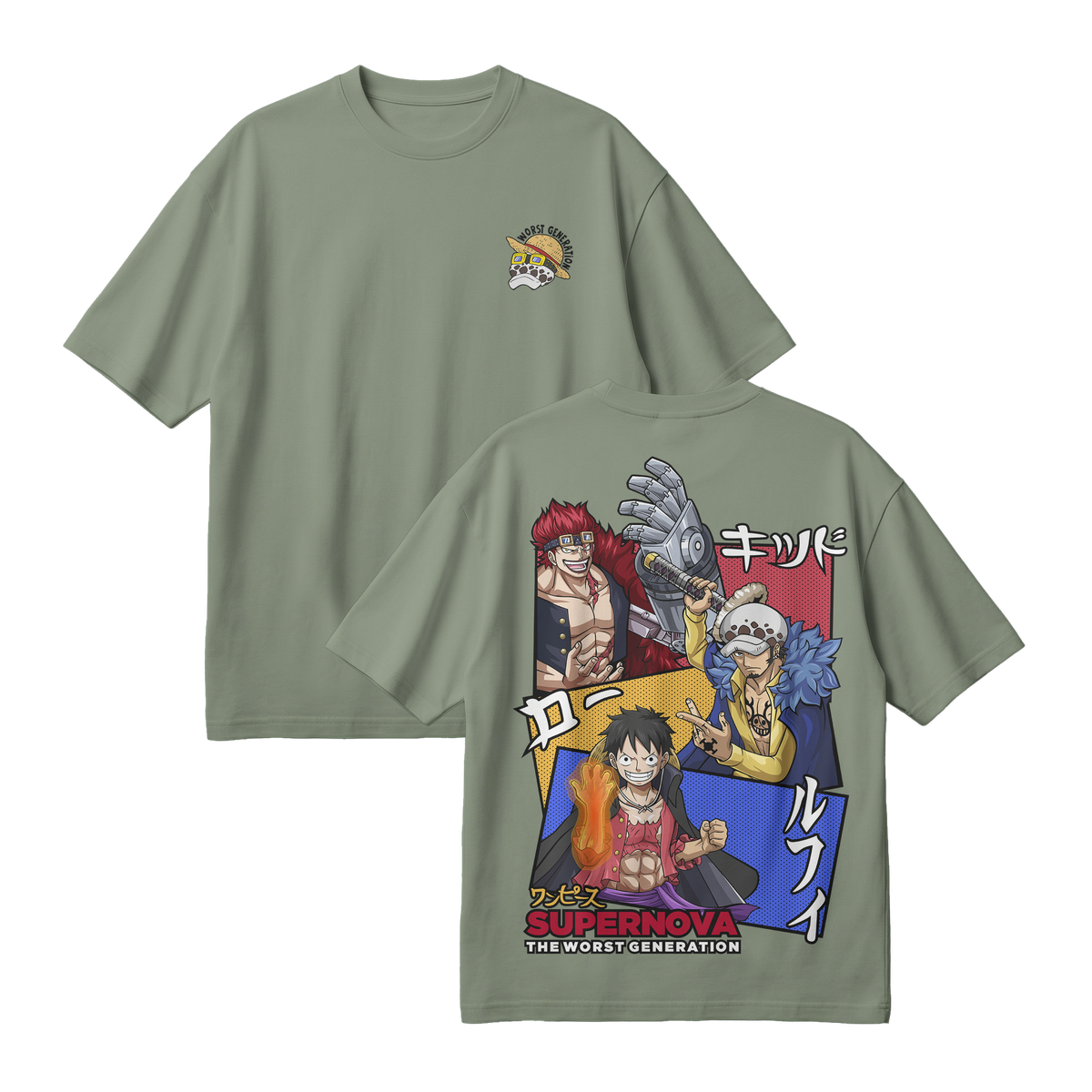Anime One Piece Supernova The Worst Generation Oversized T-Shirt - RZM007