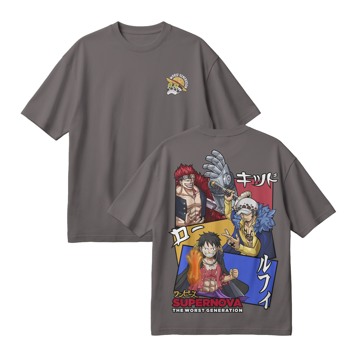 Anime One Piece Supernova The Worst Generation Oversized T-Shirt - RZM007