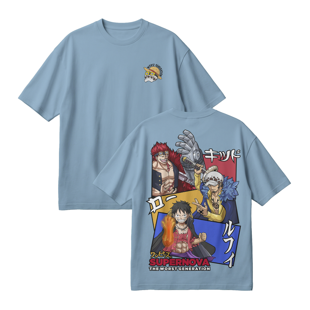 Anime One Piece Supernova The Worst Generation Oversized T-Shirt - RZM007