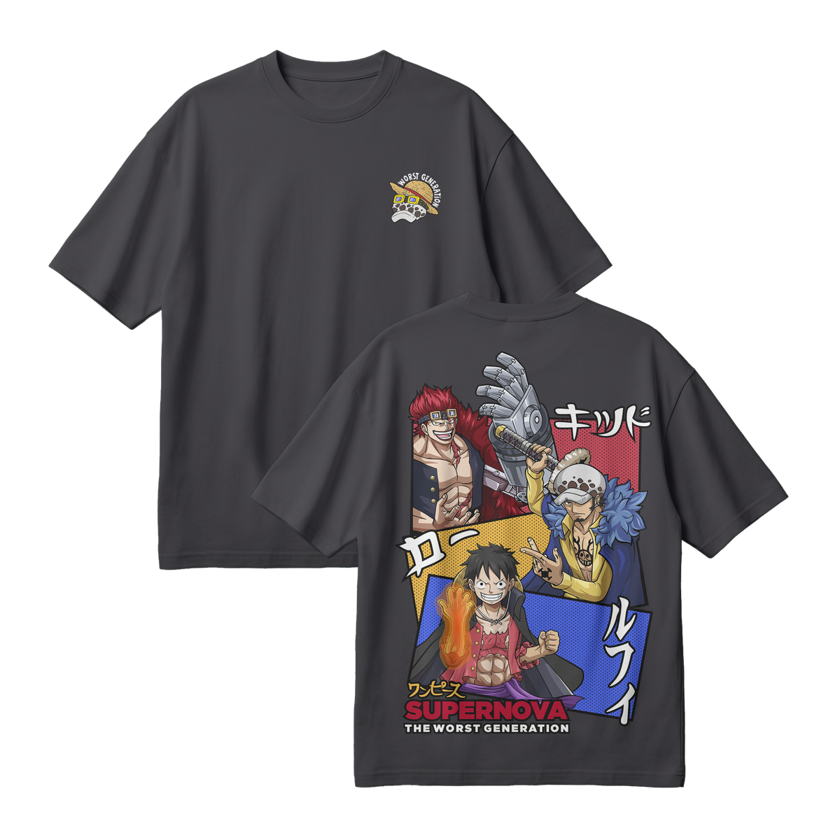 Anime One Piece Supernova The Worst Generation Oversized T-Shirt - RZM007