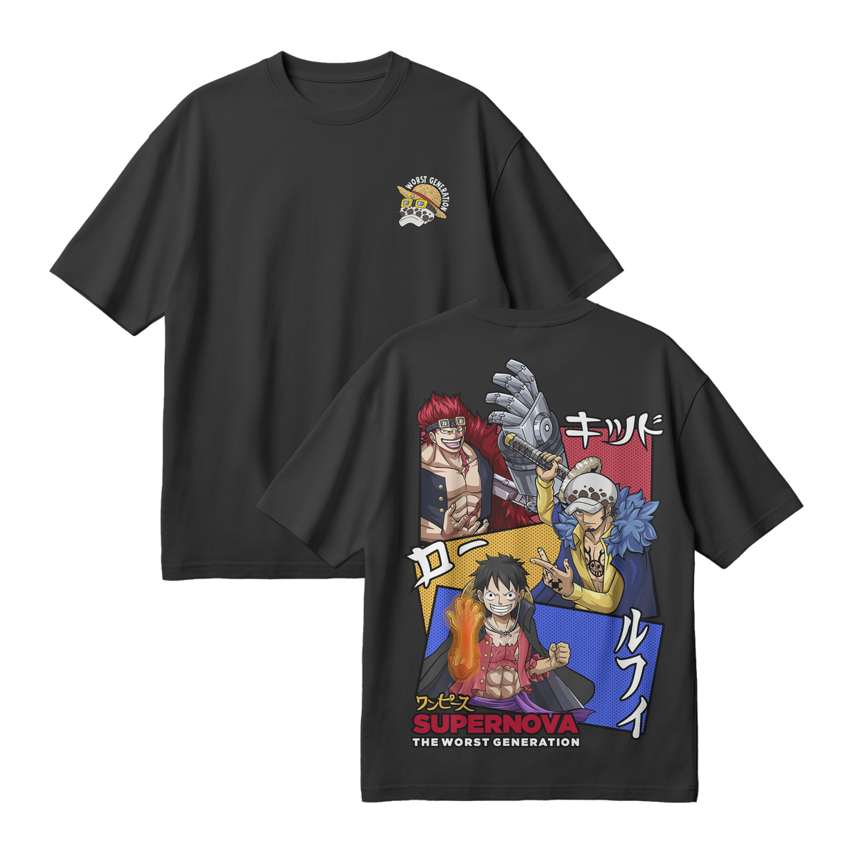 Anime One Piece Supernova The Worst Generation Oversized T-Shirt - RZM007
