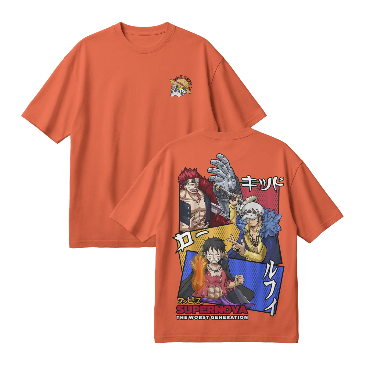 Anime One Piece Supernova The Worst Generation Oversized T-Shirt - RZM007