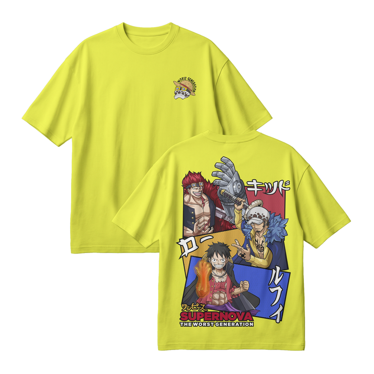 Anime One Piece Supernova The Worst Generation Oversized T-Shirt - RZM007