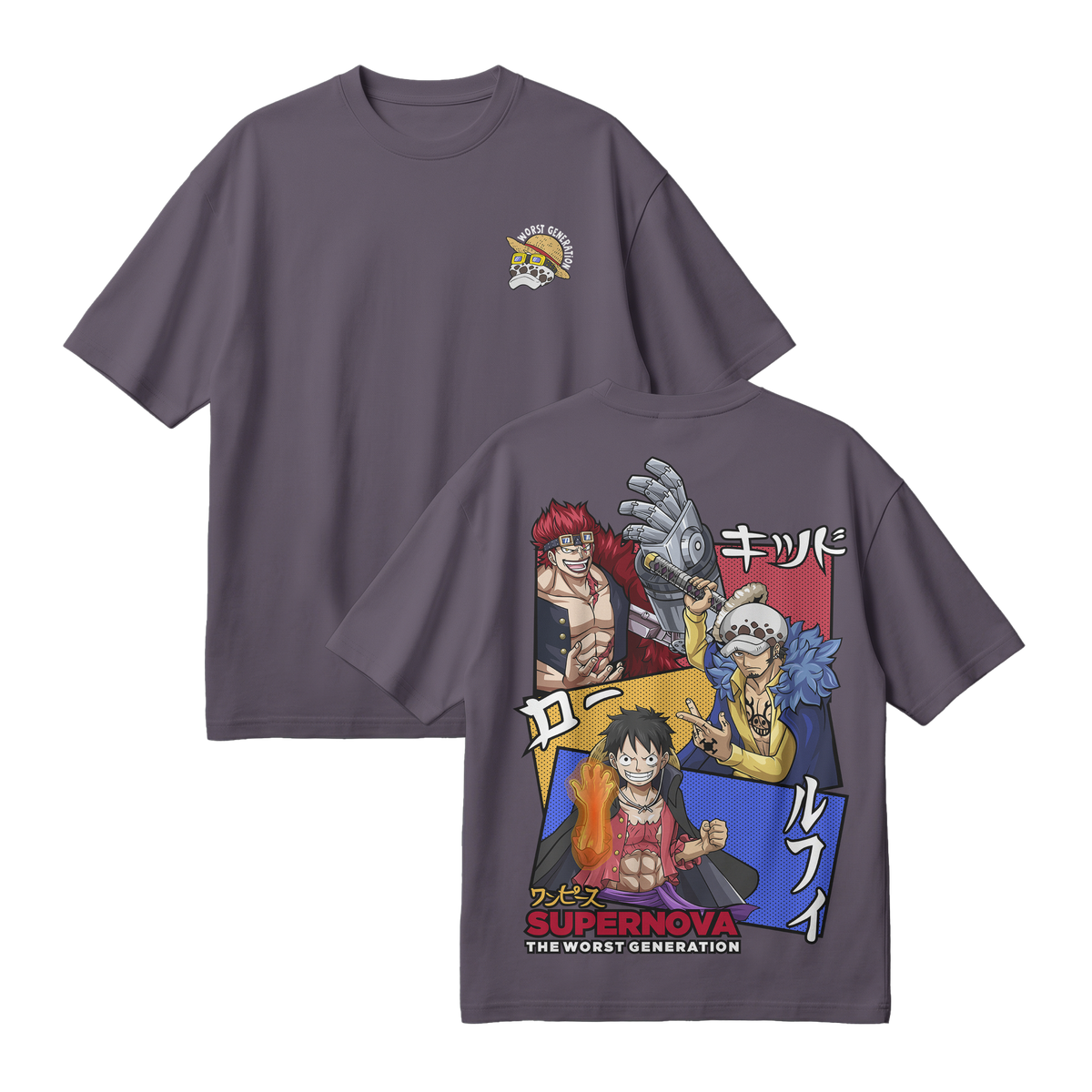 Anime One Piece Supernova The Worst Generation Oversized T-Shirt - RZM007