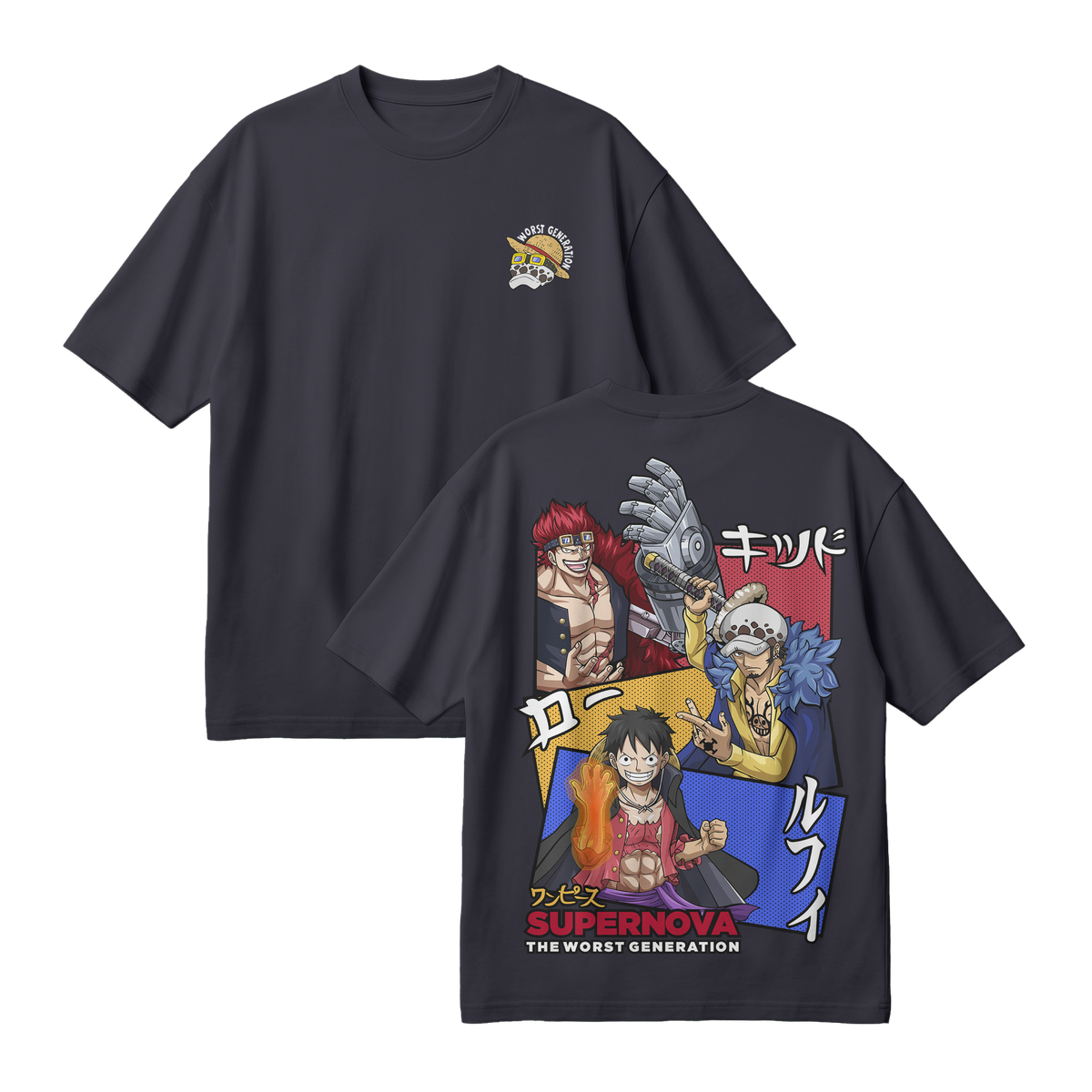 Anime One Piece Supernova The Worst Generation Oversized T-Shirt - RZM007