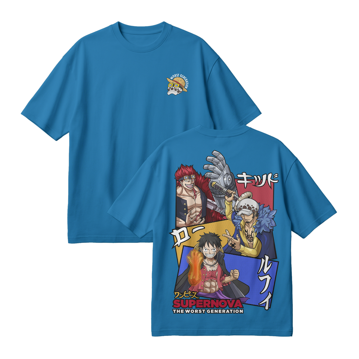 Anime One Piece Supernova The Worst Generation Oversized T-Shirt - RZM007