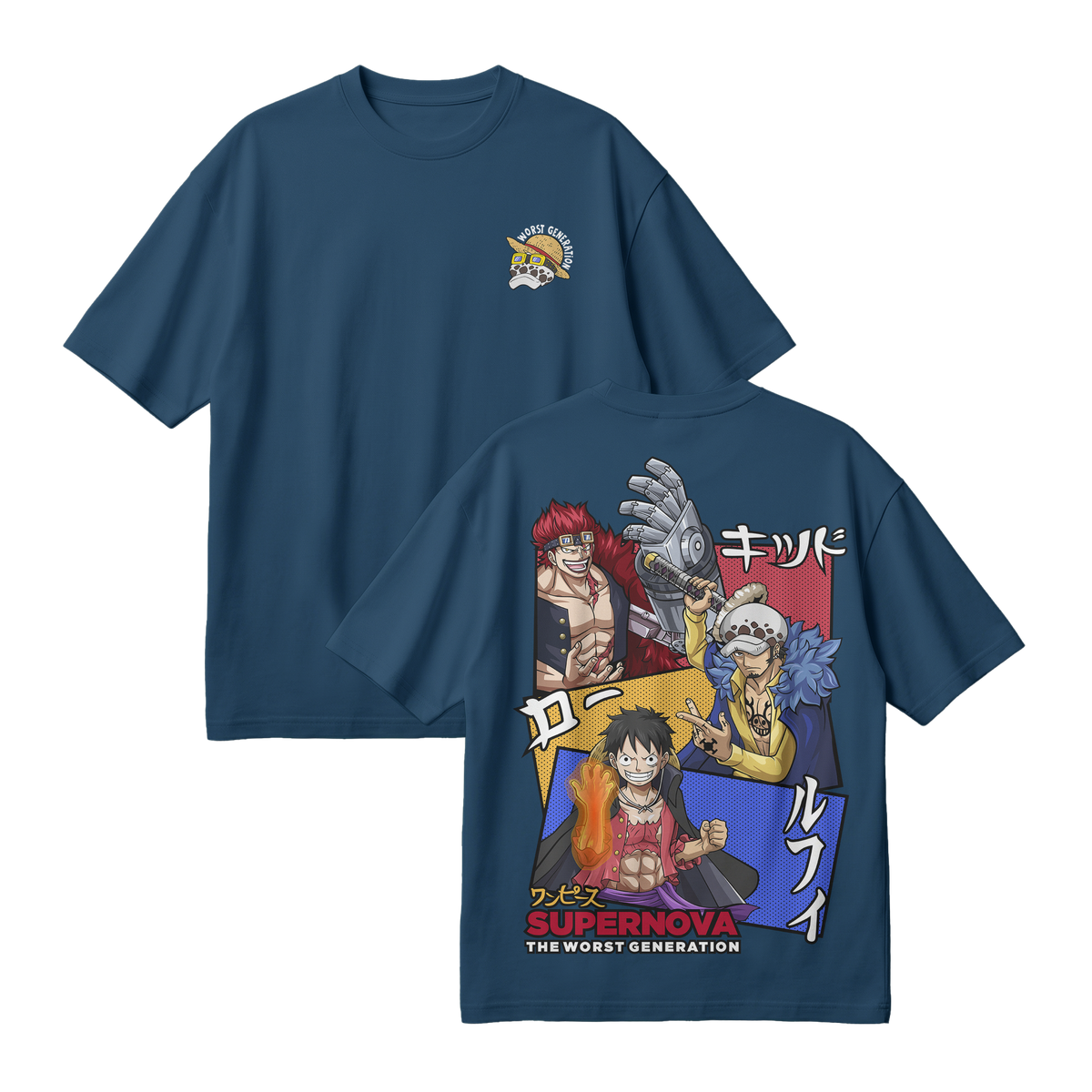 Anime One Piece Supernova The Worst Generation Oversized T-Shirt - RZM007