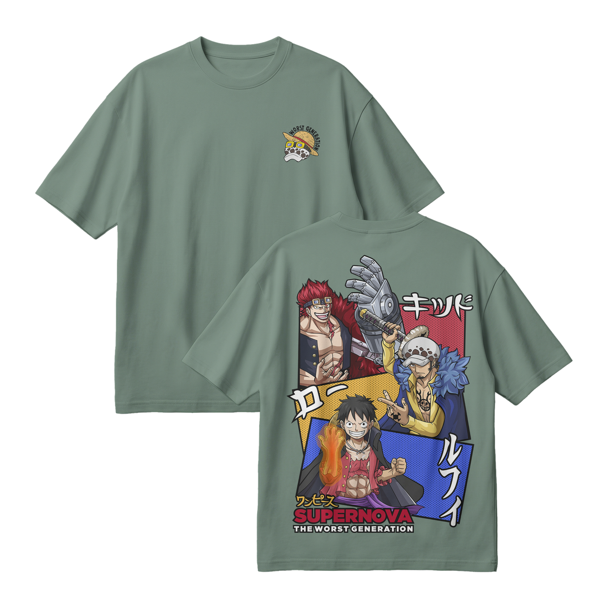 Anime One Piece Supernova The Worst Generation Oversized T-Shirt - RZM007
